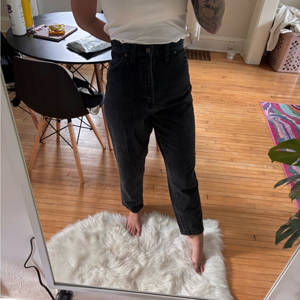 Vintage High Rise Black Washed denim Jeans